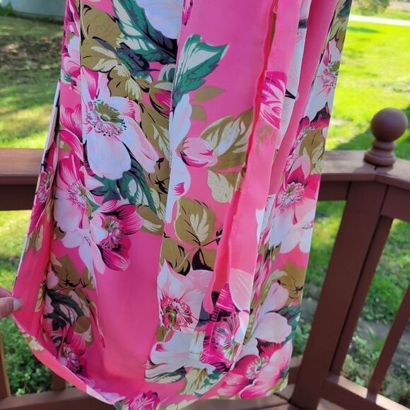 Iman   Ladies Pink Multicolor Floral Wrap Blouse, sz Large - Picture 6 of 14